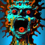 Discover Scream zombie face on a blue background digitalart T-Shirts