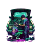Discover Dad and Daughter Fixing Car Retro Pop Art Car T-Shirts