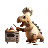 Discover cute baby dinosaur happy chef in bakery with cellp T-Shirts