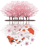 Discover Koi Sakura Tree Upside Down Cherry Blossom Japanes T-Shirts
