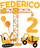 Discover 2nd Birthday First Name Federico Excavator T-Shirts