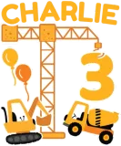 Discover 3nd Birthday First Name Charlie Excavator T-Shirts