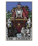 Discover Santa Claus in The Chariot Tarot Card T-Shirts