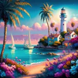 Discover Colorful Tropical Island Beach Sunset Lighthouse T-Shirts