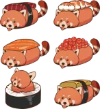 Discover Cute Red Panda Sushi Rolls Cartoon T-Shirts
