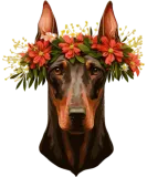 Discover Cute Dobermann Flower Crown Pet Dog Breed Floral P T-Shirts