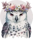 Discover White Snow Owl Bird Flower Crown Floral Birds T-Shirts
