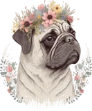 Discover Cute Pug Flower Crown Pet Dog Breed Floral Puppy T-Shirts