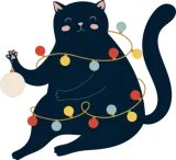 Discover Black Christmas Lights Cat T-Shirts