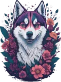 Discover dog lovers gift - husky dog artwork with flowers T-Shirts