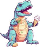 Discover T-Rex Enjoying Ice Cream - Funny Dino Design T-Shirts