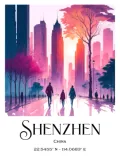 Discover Sunset orange watercolor painting Shenzhen China T-Shirts