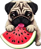 Discover Pug Dog with Watermelon, Sweet Tropical Fruit T-Shirts
