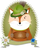 Discover cute fox in costume with hat and leather trousers T-Shirts
