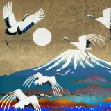 Discover Japanese Ukiyo-E Mount Fuji Crane T-Shirts