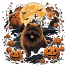 Discover Halloween Witch Hat Pumpkin Dog Chow Chow T-Shirts