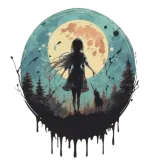 Discover Girl Alone in the Forest at Night with Full Moon T-Shirts