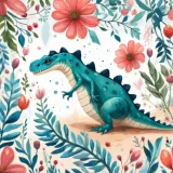 Discover Cute floral dinosaur sticker poster magner gifts T-Shirts