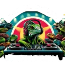Discover Iguana DJ Animal party lizard green gecko music T-Shirts