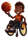 Discover Cartoon boy in wheelchair playing basketball # T-Shirts
