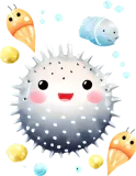 Discover Cute Pufferfish and Friends Design T-Shirts