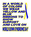 Discover Support & Love: Blue and Yellow Ribbons - Down Syn T-Shirts