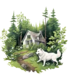 Discover Norwegian Elkhound Cottagecore Forest Trek Men T-Shirts