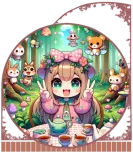Discover Kawaii Anime Girl's Enchanted Forest Tea Party T-Shirts