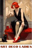 Discover Red-Headed Flapper with Cat, Art Deco Ladies T-Shirts