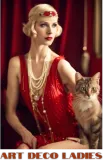Discover Art Deco Lady in Red with her Cat, Art Deco Ladies T-Shirts