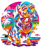 Discover Dachshund Dog Sunglasses Beach Sunset Pop Art T-Shirts