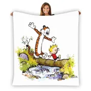 Calvin and Hobbes Fleece Blanket, Birthday Gift