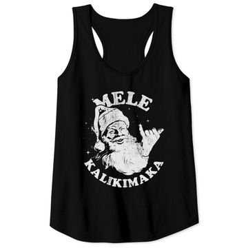 Discover Retro Christmas Mele Kalikimaka Santa Shaka Hawaii Tank Top