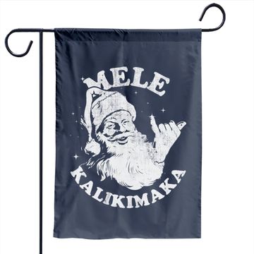 Discover Retro Christmas Mele Kalikimaka Santa Shaka Hawaii Garden Flag