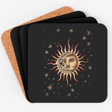 Discover Vintage Sun And Moon Graphic Coaster