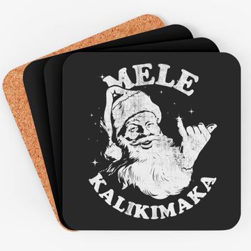 Discover Retro Christmas Mele Kalikimaka Santa Shaka Hawaii Coaster