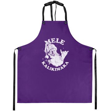 Discover Retro Christmas Mele Kalikimaka Santa Shaka Hawaii Apron