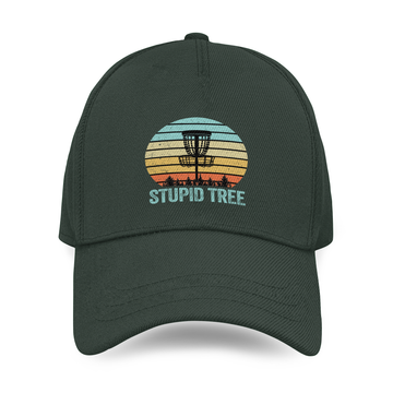 Discover Disc Golf Funny Stupid Tree Retro Baseball Cap