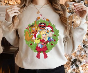 Discover Disney The Muppets Christmas Muppet Group Wreath Xmas Sweatshirt