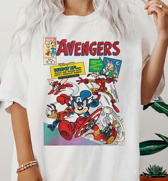 Discover Disney 100 Mickey Mouse & Friends Avengers Comics Book Retro Shirt