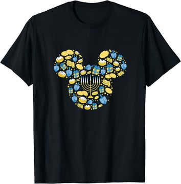 Discover Disney Mickey Mouse Icon Hanukkah Chanukah Dreidel Menorah T-Shirt