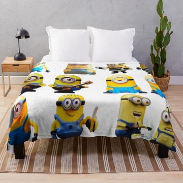 Discover Minion sticker Cartoon Throw Blanket, Comfortable Blanket for Men, Women, Kids, Home Decor Gift Ideas