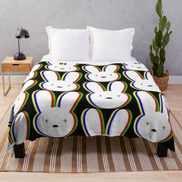 Discover Bad Bunny Pattern Throw Blanket, Soft Throw Blanket, Comfortable Blanket for Men, Women, Kids, Trending Tour Merch