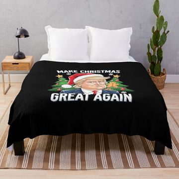 Discover Funny Trump 2024 Make Christmas Great Again Gift  Throw Blanket