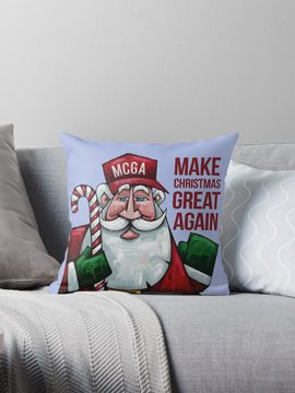 Discover Funny Santa Claus Make Christmas Great Again Pillow