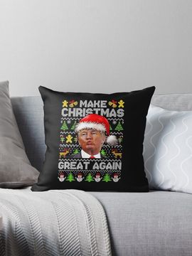 Discover Make Christmas Great Again Xmas Funny Trump Pajamas Ugly Pillow