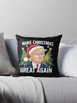 Discover Funny Trump 2024 Make Christmas Great Again Gift  Pillow