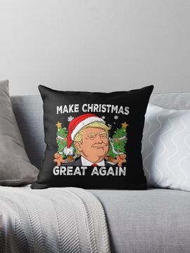 Discover Funny Trump 2024 Make Christmas Great Again Pillow