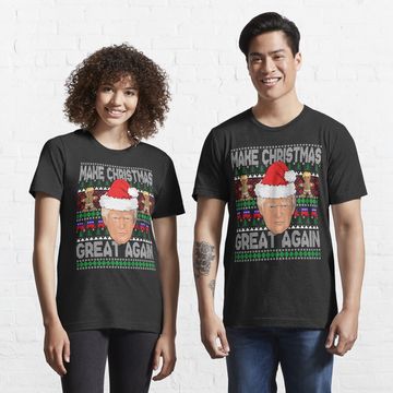 Discover Trump Make Christmas Great Again Trump Ugly Sweater Design  Essential T-Shirt