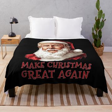 Discover Funny Christmas Trump Santa Make Christmas Great Again Throw Blanket